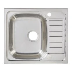 Cooke & Lewis Sagan Polished Inox Stainless Steel 1 Bowl Sink & Drainer 500mm X 580mm