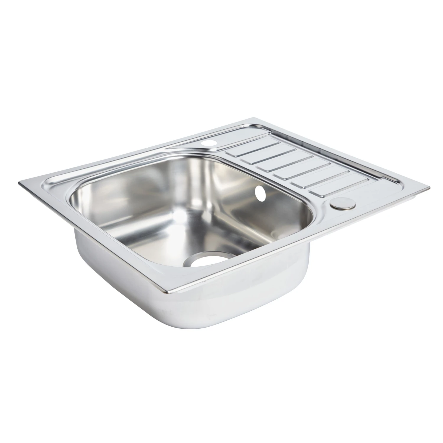 Cooke & Lewis Sagan Polished Inox Stainless Steel 1 Bowl Sink & Drainer 500mm X 580mm 4 Cooke & Lewis Sagan Polished Inox Stainless Steel 1 Bowl Sink & Drainer 500mm X 580mm - Image 2