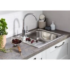Cooke & Lewis Sagan Polished Inox Stainless Steel 1 Bowl Sink & Drainer 500mm X 580mm 9 Cooke & Lewis Sagan Polished Inox Stainless Steel 1 Bowl Sink & Drainer 500mm X 580mm -Prime Kitchen cooke lewis sagan polished inox stainless steel 1 bowl sink drainer 500mm x 580mm3663602901112 20i BQ