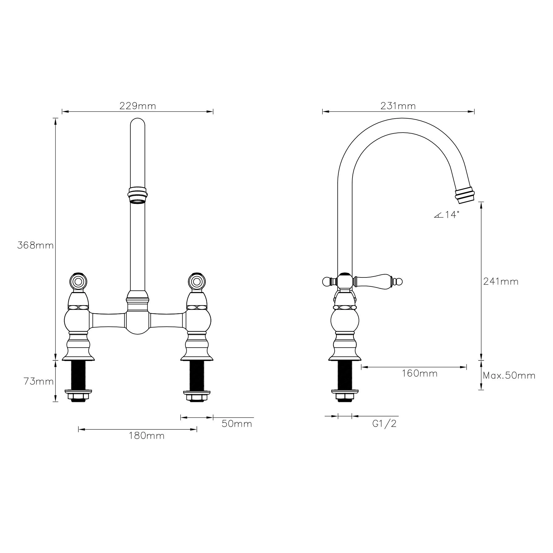 Cooke & Lewis Sherrard Chrome Effect Kitchen Deck Bridge Tap 9 Cooke & Lewis Sherrard Chrome Effect Kitchen Deck Bridge Tap - Image 7