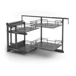 Corner Cabinet Orion Grey Soft-close LH Pull-out Storage, (H)613mm (W)1000mm -Prime Kitchen corner cabinet orion grey soft close lh pull out storage h 613mm w 1000mm8010880013030 03c