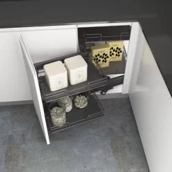 Corner Cabinet Orion Grey Soft-close LH Pull-out Storage, (H)613mm (W)800mm -Prime Kitchen corner cabinet orion grey soft close lh pull out storage h 613mm w 800mm8010880013016 01i bq