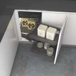 Corner Cabinet Orion Grey Soft-close RH Pull-out Storage, (H)613mm (W)800mm -Prime Kitchen corner cabinet orion grey soft close rh pull out storage h 613mm w 800mm8010880013023 01i