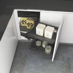 Corner Cabinet Orion Grey Soft-close RH Pull-out Storage, (H)613mm (W)800mm -Prime Kitchen corner cabinet orion grey soft close rh pull out storage h 613mm w 800mm8010880013023 01i bq
