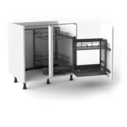 Corner Cabinet Orion Grey Soft-close RH Pull-out Storage, (H)613mm (W)800mm -Prime Kitchen corner cabinet orion grey soft close rh pull out storage h 613mm w 800mm8010880013023 21c