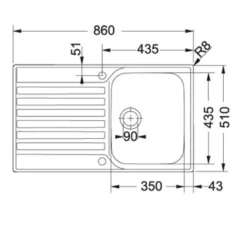 Franke Ascona Polished Stainless Steel 1 Bowl Sink & Drainer 510mm X 860mm 9 Franke Ascona Polished Stainless Steel 1 Bowl Sink & Drainer 510mm X 860mm -Prime Kitchen franke ascona polished stainless steel 1 bowl sink drainer 510mm x 860mm7612981761240 18bq