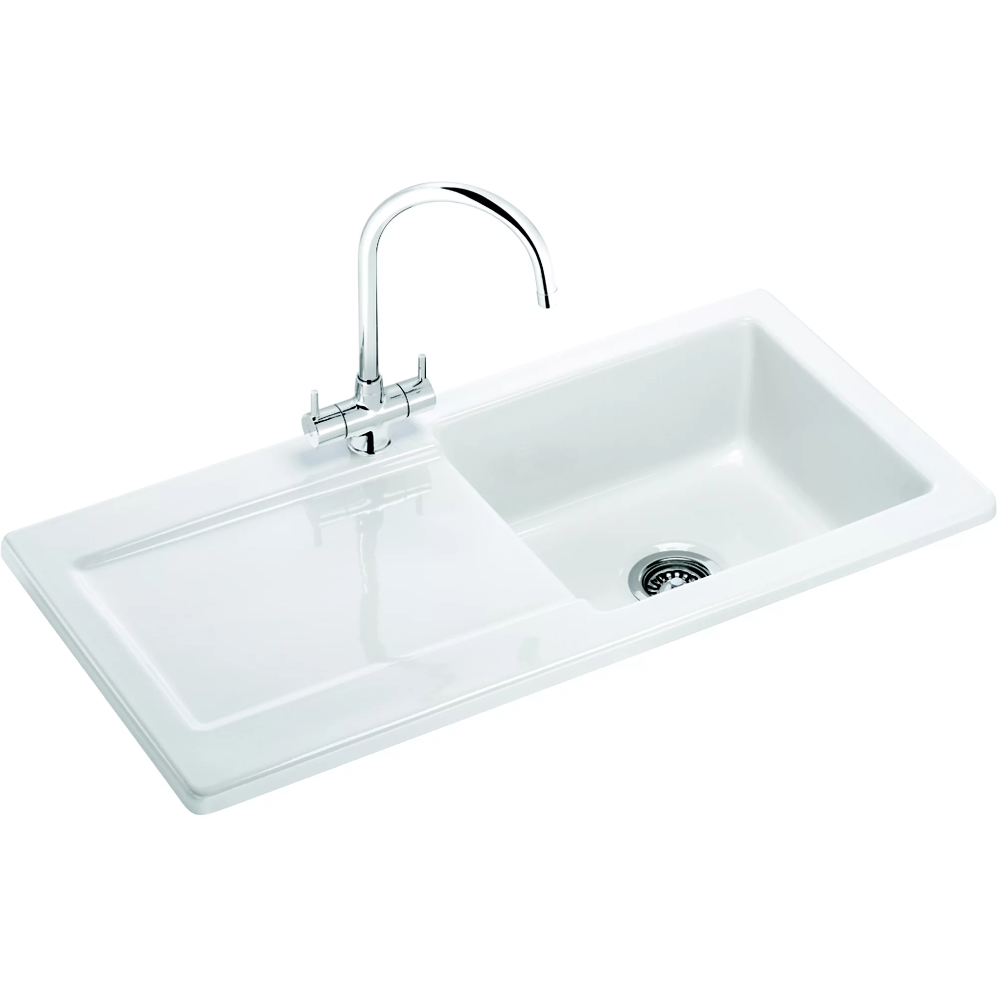 Franke Livorno White Ceramic 1 Bowl Sink 500mm X 1000mm 3 Franke Livorno White Ceramic 1 Bowl Sink 500mm X 1000mm