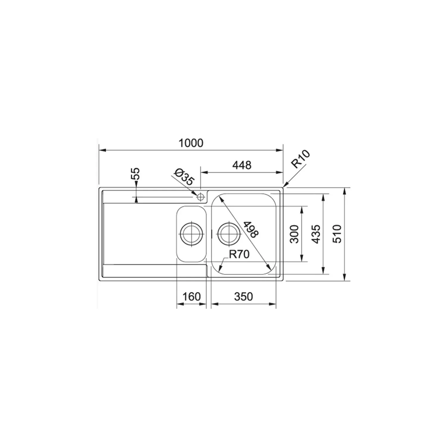 Franke Maris Steel Stainless Steel 1.5 Bowl Sink & Drainer RH 4 Franke Maris Steel Stainless Steel 1.5 Bowl Sink & Drainer RH - Image 2