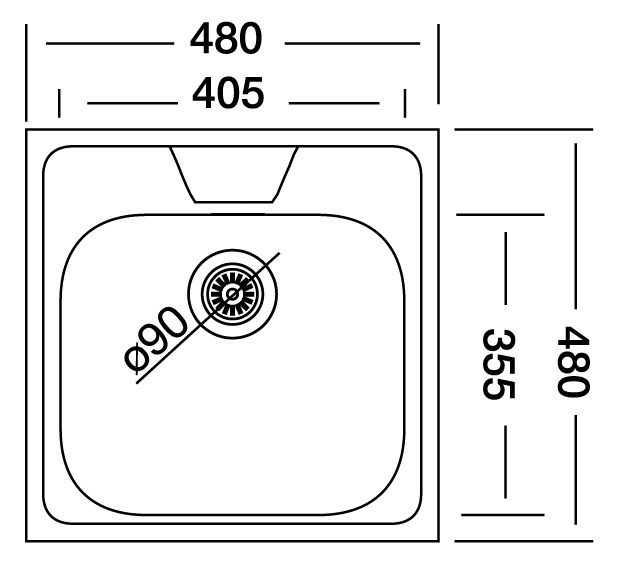 Gamow Inox Stainless Steel 1 Bowl Compact Sink 480mm X 480mm 5 Gamow Inox Stainless Steel 1 Bowl Compact Sink 480mm X 480mm - Image 3