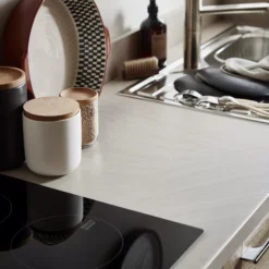 GoodHome 12mm Nepeta Matt White Stone Effect Paper & Resin Square Edge Kitchen Worktop, (L)3000mm -Prime Kitchen goodhome 12mm nepeta matt white stone effect paper resin square edge kitchen worktop l 3000mm3663602635901 30i