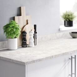 GoodHome 22mm Algiata Matt Beige Marble Effect Chipboard & Laminate Square Edge Kitchen Worktop, (L)3000mm -Prime Kitchen goodhome 22mm algiata matt beige marble effect chipboard laminate square edge kitchen worktop l 3000mm3663602482611 02i bq