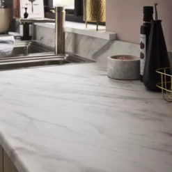 GoodHome 22mm Algiata Matt White Marble Effect Chipboard & Laminate Post-formed Kitchen Worktop, (L)3000mm -Prime Kitchen goodhome 22mm algiata matt white marble effect chipboard laminate post formed kitchen worktop l 3000mm3663602634133 04i bq