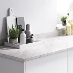 GoodHome 22mm Algiata Matt White Marble Effect Laminate & Particle Board Post-formed Kitchen Breakfast Bar, (L)2000mm -Prime Kitchen goodhome 22mm algiata matt white marble effect laminate particle board post formed kitchen breakfast bar l 2000mm3663602635093 21i bq