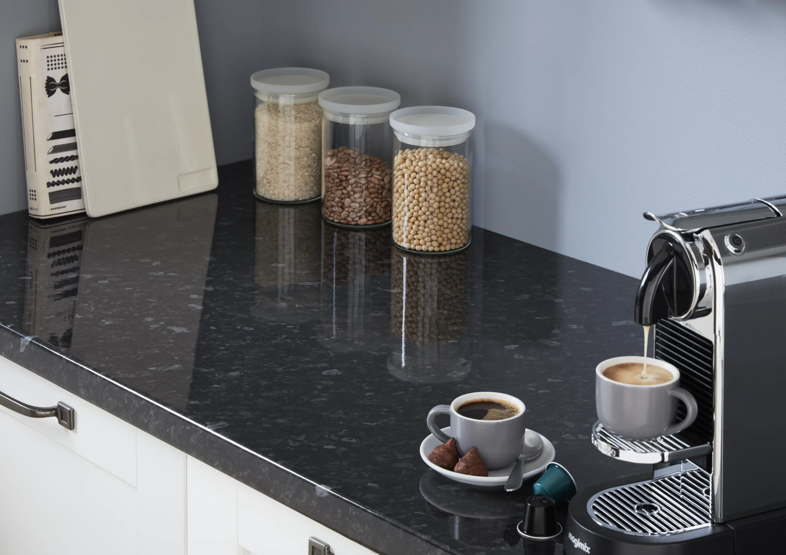 GoodHome 38mm Kabsa Gloss Black Granite Effect Laminate Post-formed Kitchen Worktop, (L)3000mm 12 GoodHome 38mm Kabsa Gloss Black Granite Effect Laminate Post-formed Kitchen Worktop, (L)3000mm - Image 10