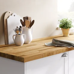 GoodHome 40mm Hinita Natural Solid Oak Square Edge Kitchen Island Worktop, (L)1800mm -Prime Kitchen goodhome 40mm hinita natural solid oak square edge kitchen island worktop l 1800mm3663602636106 21i