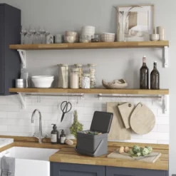 GoodHome 40mm Hinita Oiled Natural Solid Oak Square Edge Kitchen Worktop, (L)3000mm -Prime Kitchen goodhome 40mm hinita oiled natural solid oak square edge kitchen worktop l 3000mm3663602635567 01i