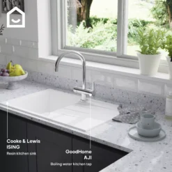 GoodHome Aji Chrome-plated Boiling Water Tap -Prime Kitchen goodhome aji chrome plated boiling water tap5059340452456 45c EN 1