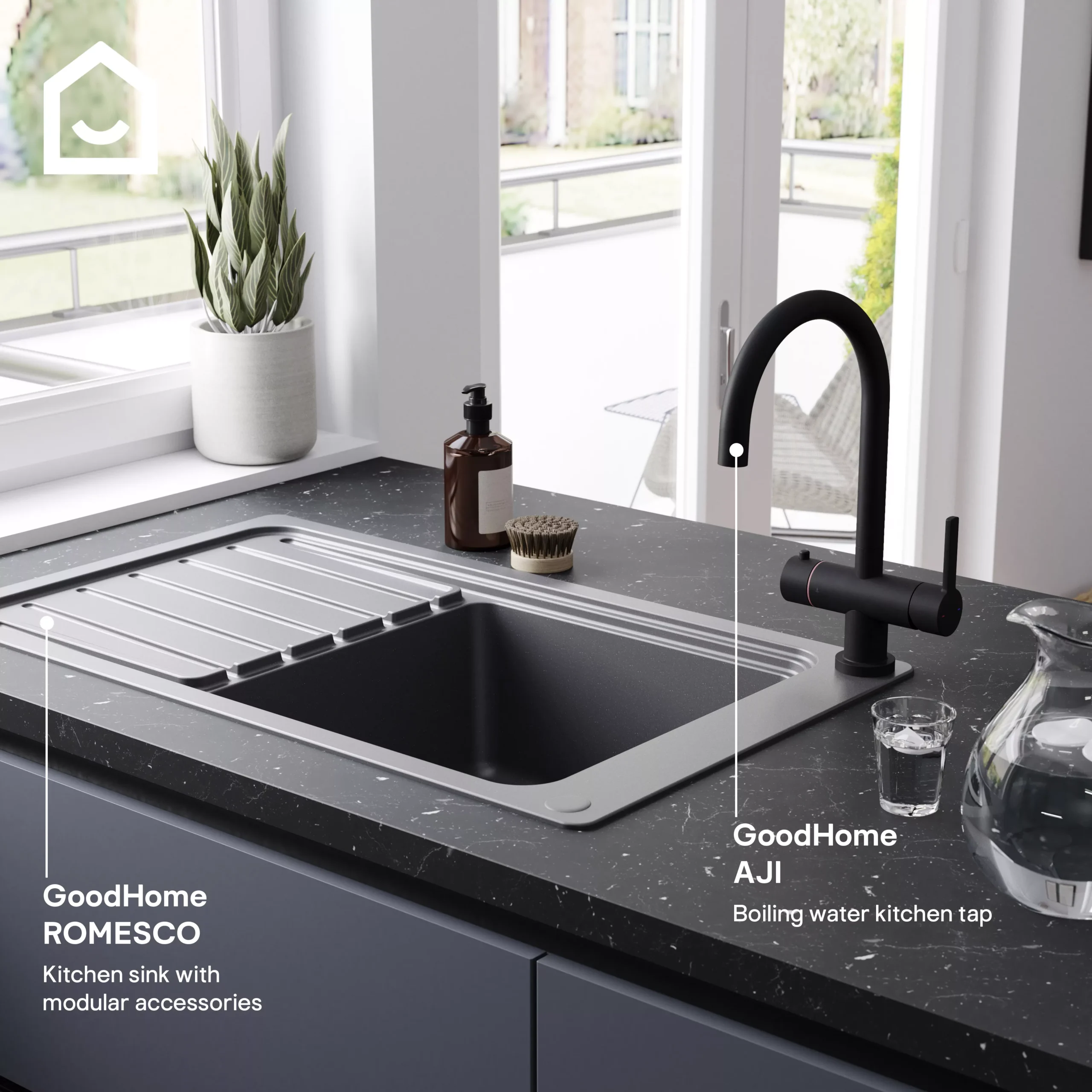 GoodHome Aji Matt Black Boiling Water Tap 15 GoodHome Aji Matt Black Boiling Water Tap - Image 13