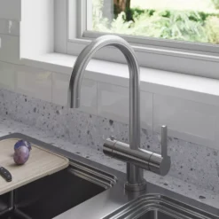 GoodHome Aji Matt Stainless Steel Effect Boiling Water Tap 26 GoodHome Aji Matt Stainless Steel Effect Boiling Water Tap -Prime Kitchen goodhome aji matt stainless steel effect boiling water tap5059340452463 01i 1