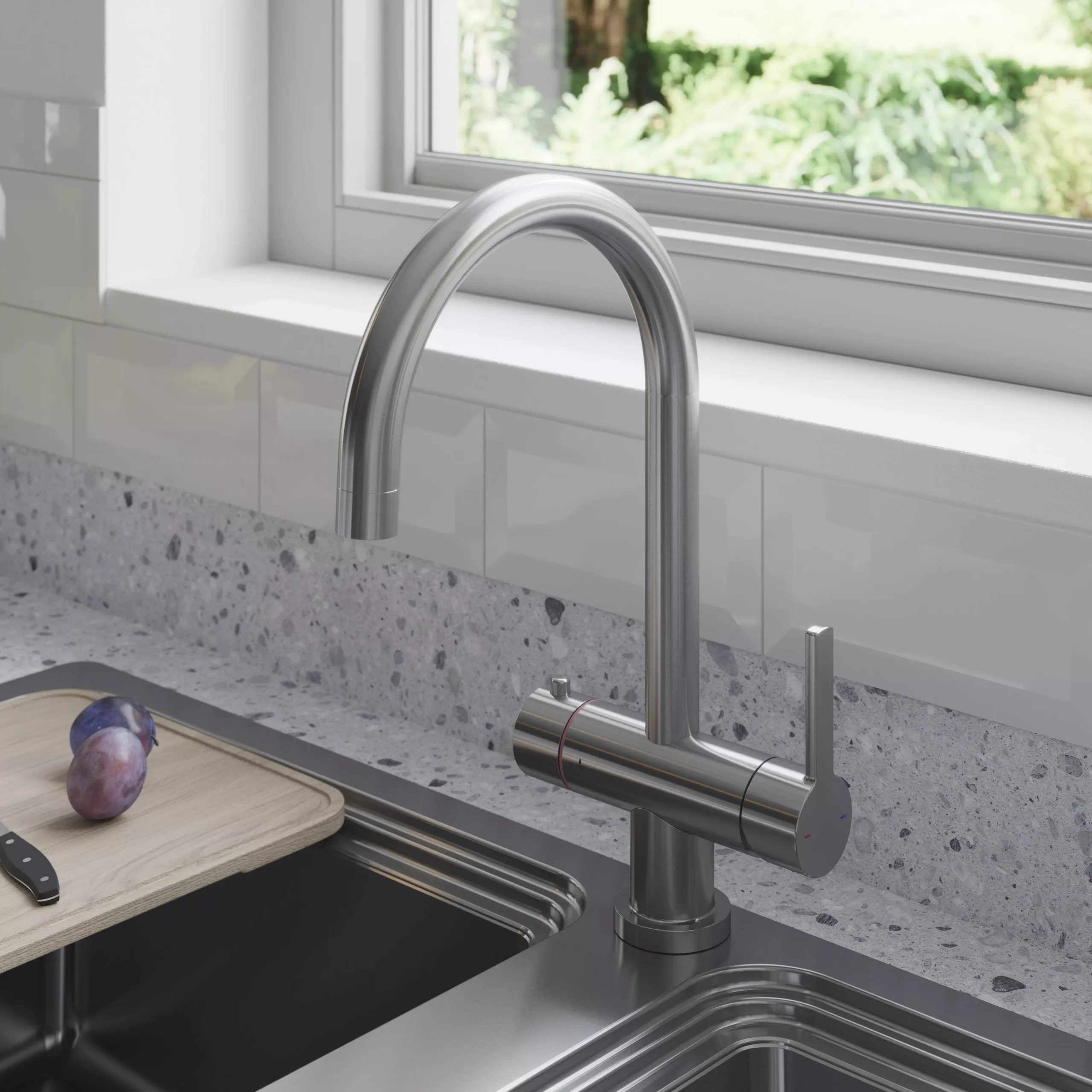 GoodHome Aji Matt Stainless Steel Effect Boiling Water Tap 8 GoodHome Aji Matt Stainless Steel Effect Boiling Water Tap - Image 6