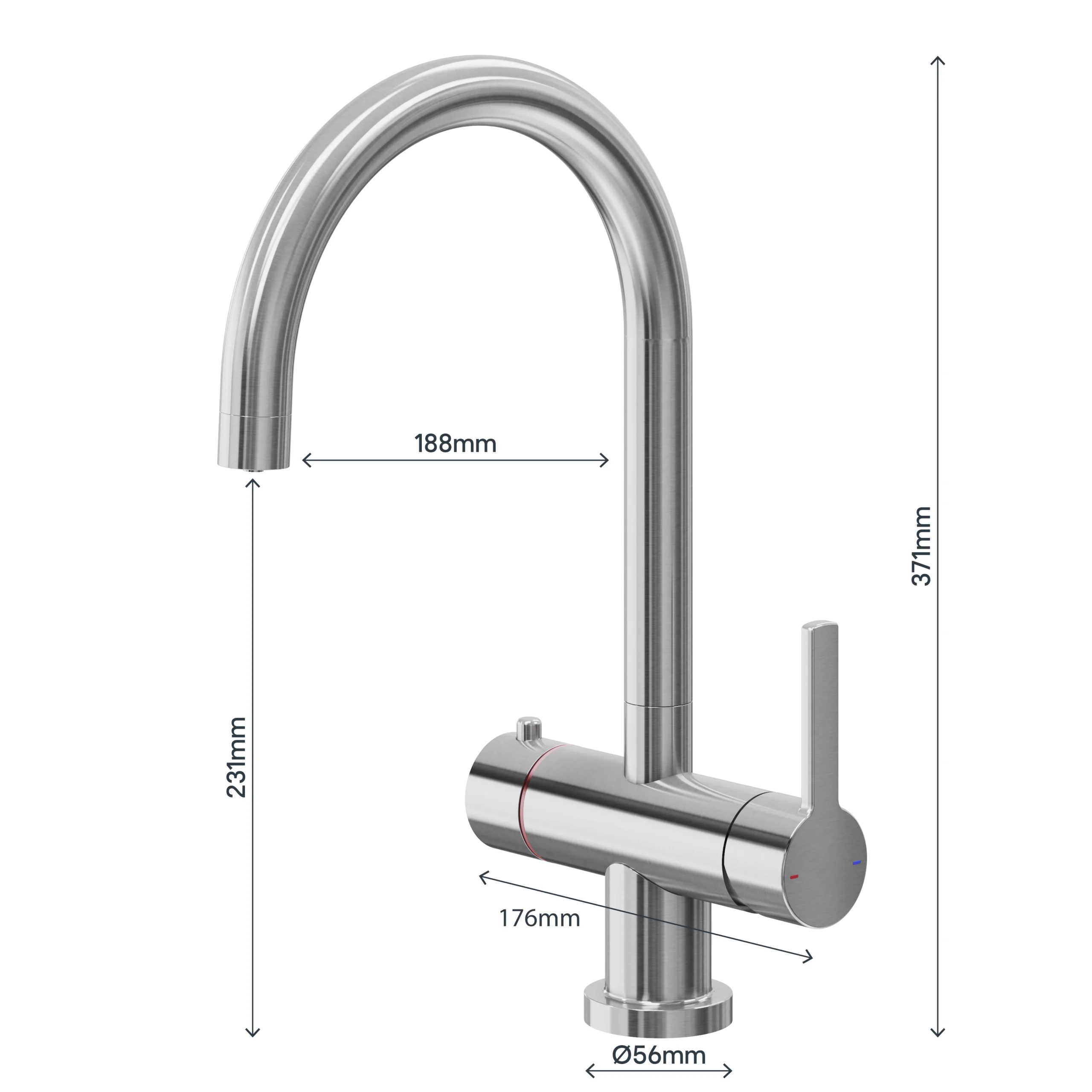 GoodHome Aji Matt Stainless Steel Effect Boiling Water Tap 13 GoodHome Aji Matt Stainless Steel Effect Boiling Water Tap - Image 11