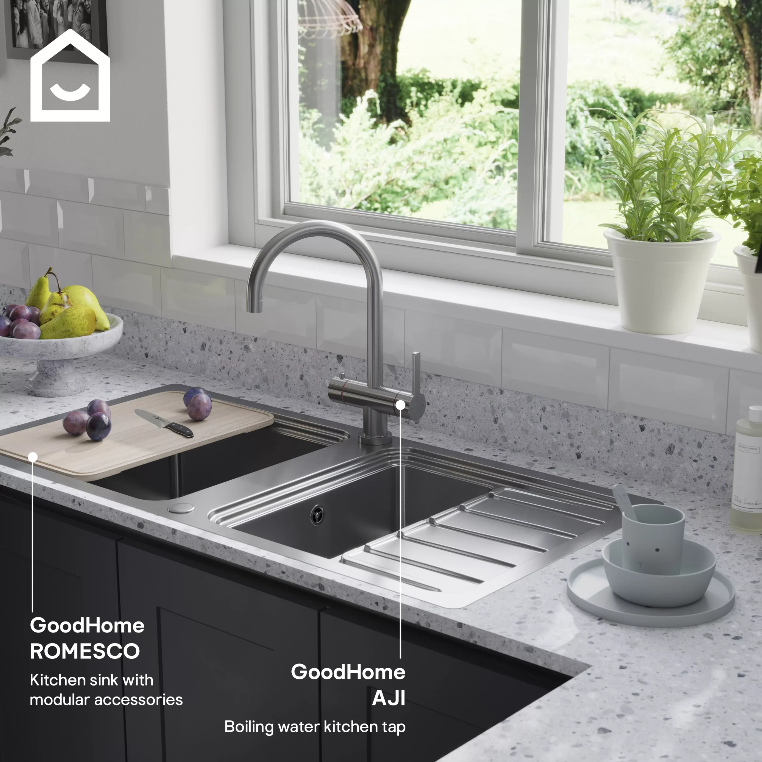 GoodHome Aji Matt Stainless Steel Effect Boiling Water Tap 16 GoodHome Aji Matt Stainless Steel Effect Boiling Water Tap - Image 14
