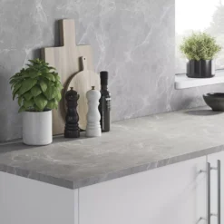 GoodHome Algiata Polished Grey Marble Effect Laminated Chipboard Back Panel, (H)600mm (W)3000mm (T)8mm -Prime Kitchen goodhome algiata polished grey marble effect laminated chipboard back panel h 600mm w 3000mm t 8mm3663602482697 21i