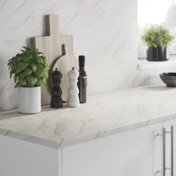 GoodHome Algiata White Marble Effect Laminate & Particle Board Back Panel, (H)600mm (W)3000mm (T)8mm -Prime Kitchen goodhome algiata white marble effect laminate particle board back panel h 600mm w 3000mm t 8mm3663602637073 21i