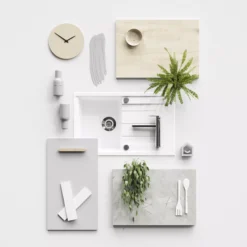 GoodHome Algiata White Marble Effect Laminate & Particle Board Upstand (L)3000mm -Prime Kitchen goodhome algiata white marble effect laminate particle board upstand l 3000mm3663602655596 20i