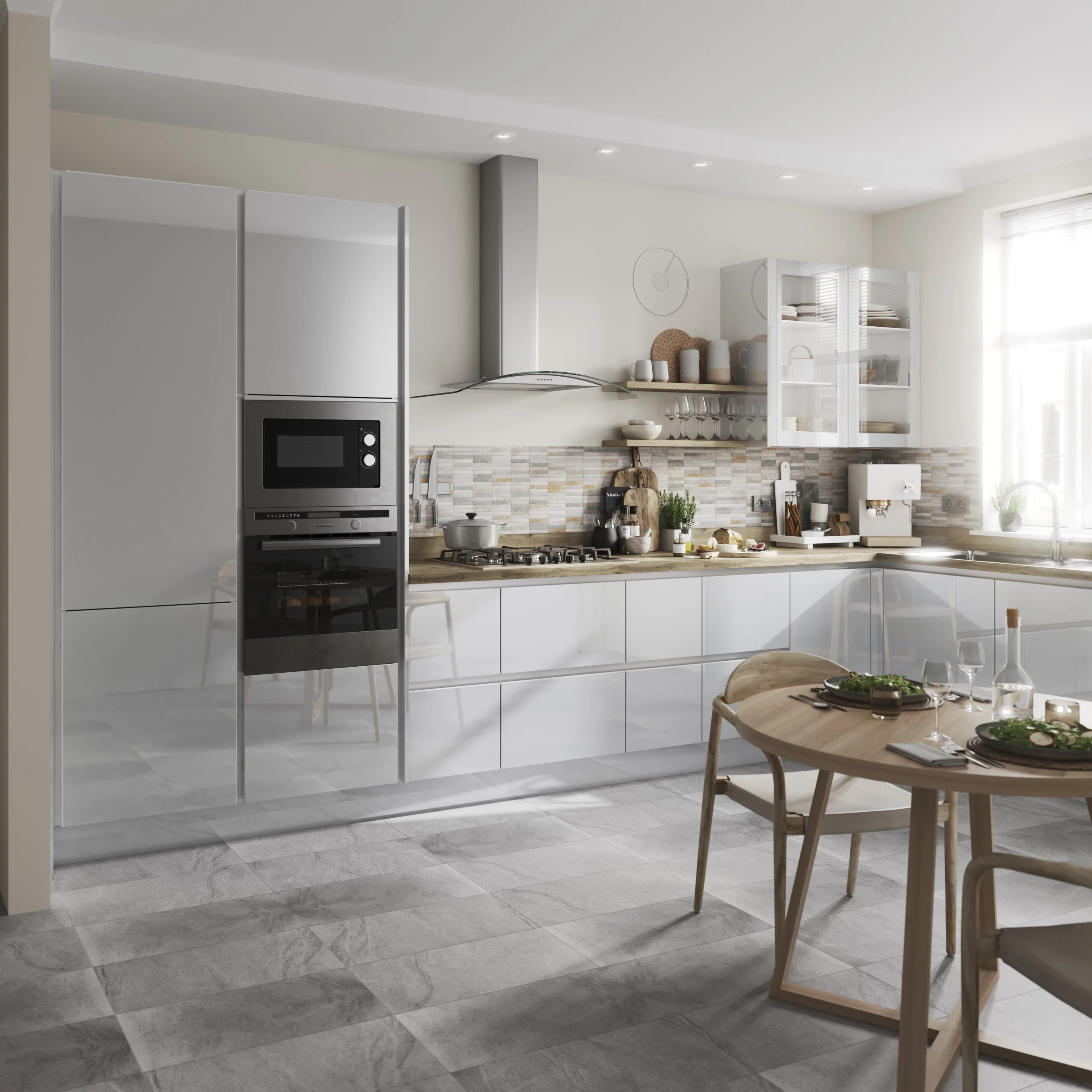 GoodHome Alisma High Gloss Grey Slab Appliance Cabinet Door (W)600mm (H)626mm (T)18mm 10 GoodHome Alisma High Gloss Grey Slab Appliance Cabinet Door (W)600mm (H)626mm (T)18mm - Image 8