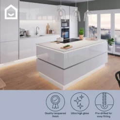 GoodHome Alisma High Gloss White Slab Drawer Front (W)500mm, Pack Of 3 -Prime Kitchen goodhome alisma high gloss white slab drawer front w 500mm pack of 33663602652434 71i