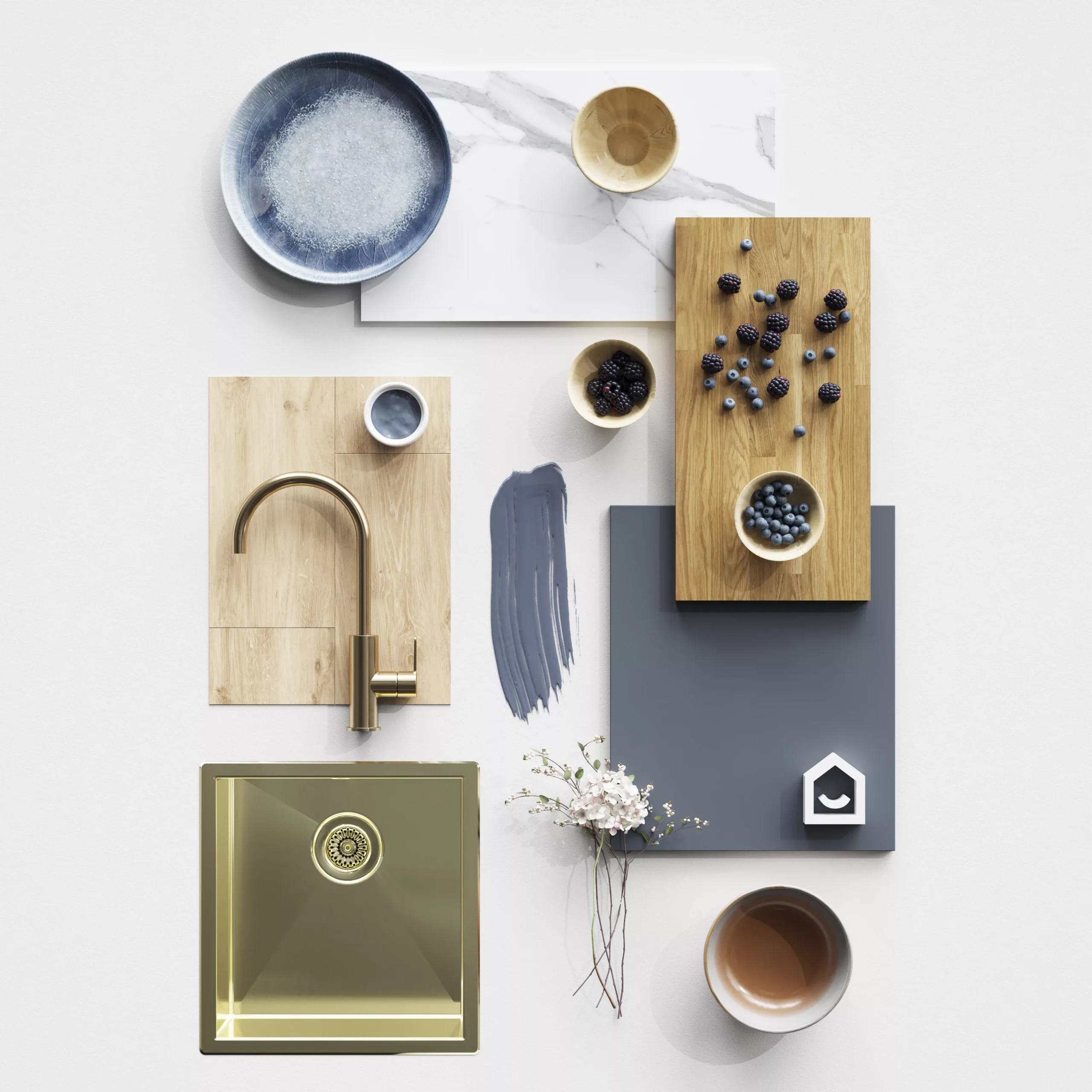 GoodHome Alisma Matt Blue Slab 70:30 Tall Larder Cabinet Door (W)500mm (H)1467mm (T)18mm 9 GoodHome Alisma Matt Blue Slab 70:30 Tall Larder Cabinet Door (W)500mm (H)1467mm (T)18mm - Image 7