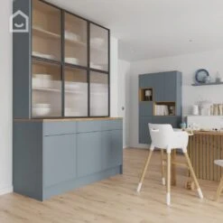 GoodHome Alisma Matt Blue Slab Highline Cabinet Door (W)450mm (H)715mm (T)19mm -Prime Kitchen goodhome alisma matt blue slab highline cabinet door w 450mm h 715mm t 19mm5059340797960 KFG