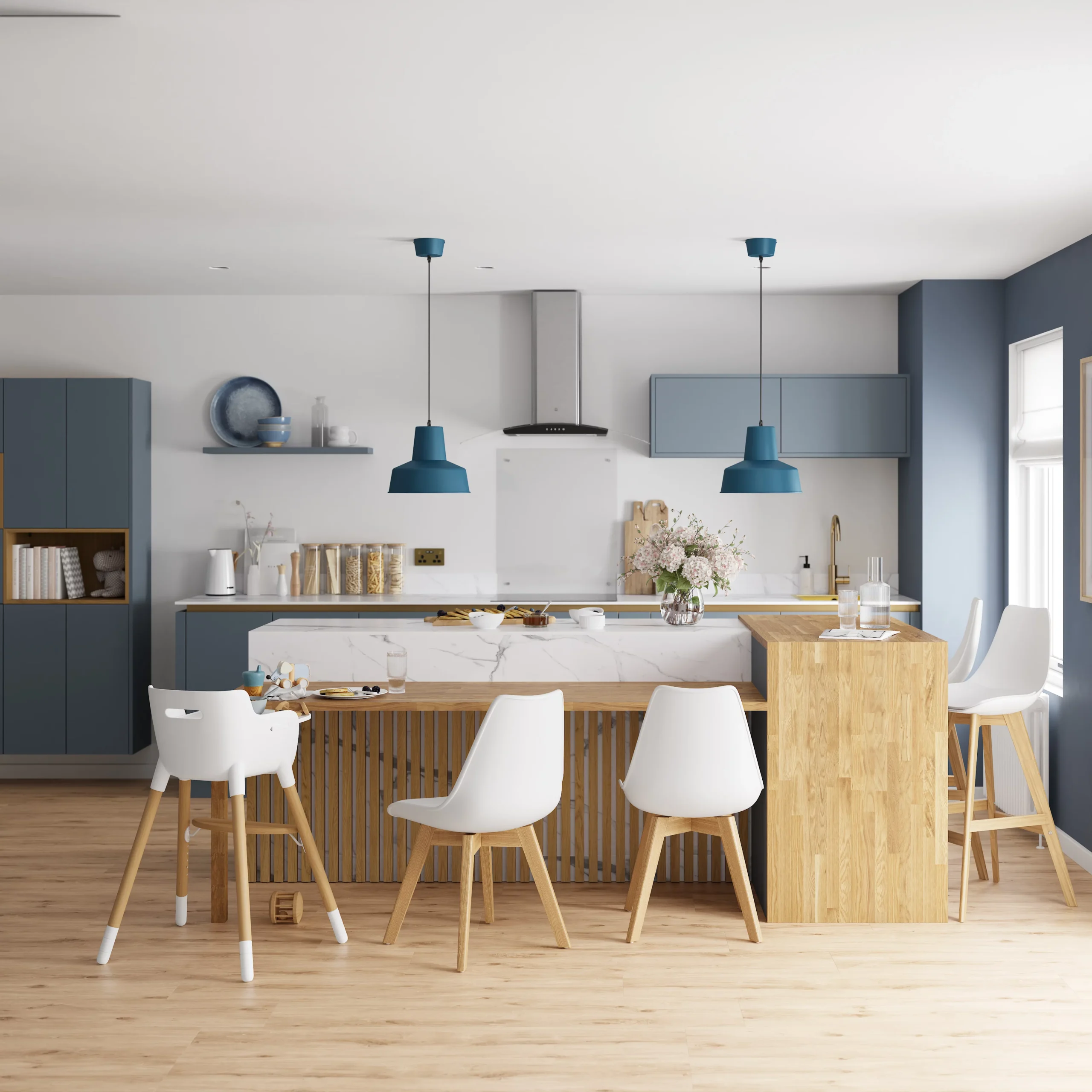 GoodHome Alisma Matt Blue Slab Standard Breakfast Bar Back Panel (H)890mm (W)2000mm 7 GoodHome Alisma Matt Blue Slab Standard Breakfast Bar Back Panel (H)890mm (W)2000mm - Image 5