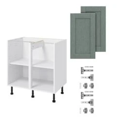 GoodHome Alpinia Matt Green Painted Wood Effect Shaker Base Kitchen Cabinet (W)1000mm (H)720mm -Prime Kitchen goodhome alpinia matt green painted wood effect shaker base kitchen cabinet w 1000mm h 720mm5059340701684 07c bq