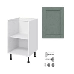 GoodHome Alpinia Matt Green Painted Wood Effect Shaker Base Kitchen Cabinet (W)500mm (H)720mm -Prime Kitchen goodhome alpinia matt green painted wood effect shaker base kitchen cabinet w 500mm h 720mm5059340701660 07c bq