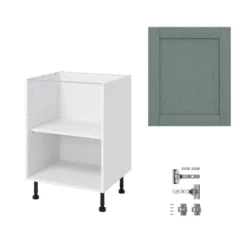 GoodHome Alpinia Matt Green Painted Wood Effect Shaker Base Kitchen Cabinet (W)600mm (H)720mm -Prime Kitchen goodhome alpinia matt green painted wood effect shaker base kitchen cabinet w 600mm h 720mm5059340701677 07c bq