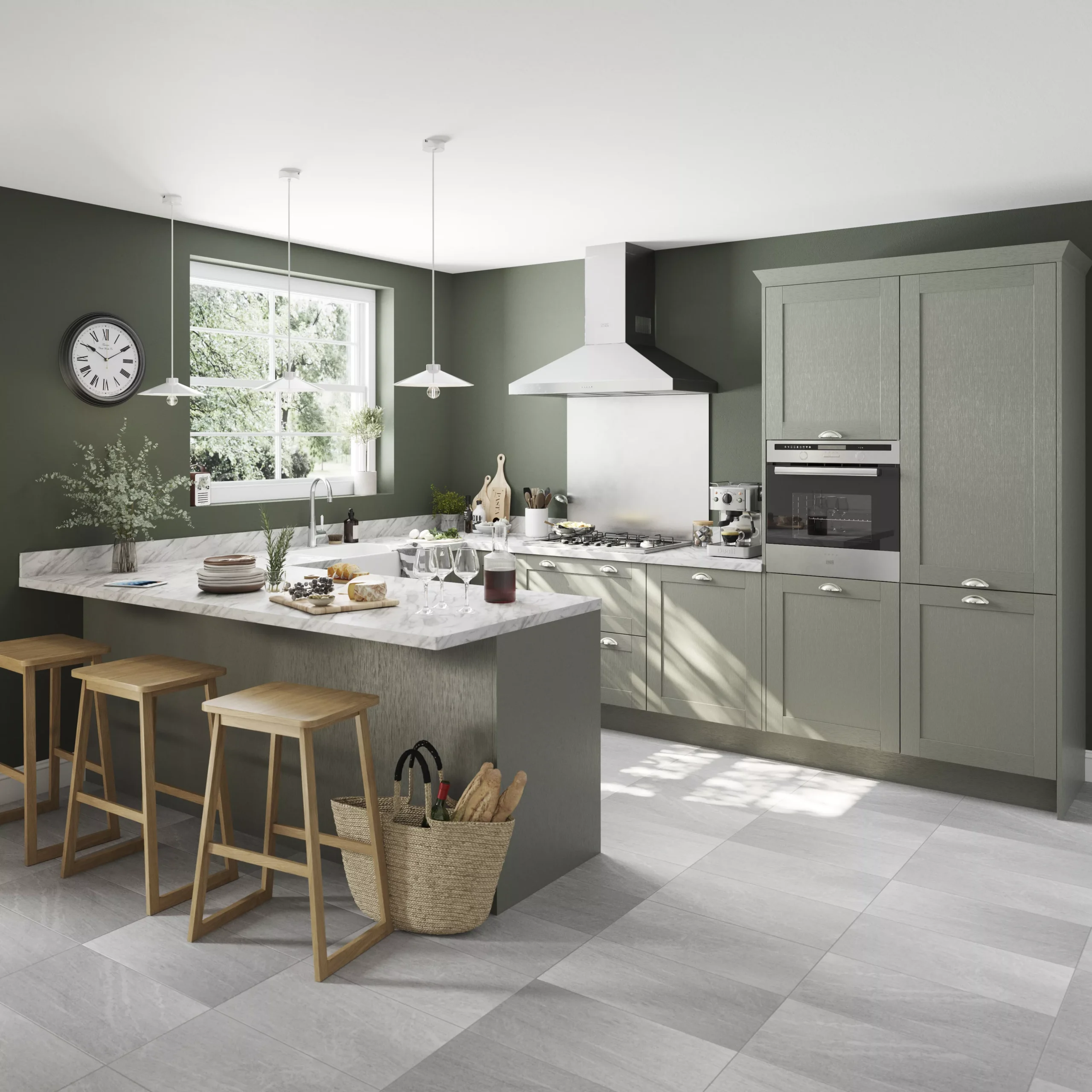 GoodHome Alpinia Matt Green Painted Wood Effect Shaker Drawerline Door & Drawer Front, (W)300mm (H)715mm (T)18mm 9 GoodHome Alpinia Matt Green Painted Wood Effect Shaker Drawerline Door & Drawer Front, (W)300mm (H)715mm (T)18mm - Image 7