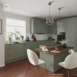 GoodHome Alpinia Matt Green Painted Wood Effect Shaker Drawerline Door & Drawer Front, (W)600mm (H)715mm (T)18mm -Prime Kitchen goodhome alpinia matt green painted wood effect shaker drawerline door drawer front w 600mm h 715mm t 18mm5059340147048 KFG