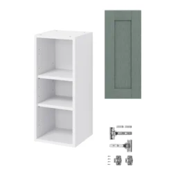 GoodHome Alpinia Matt Green Painted Wood Effect Shaker Wall Kitchen Cabinet (W)300mm (H)720mm -Prime Kitchen goodhome alpinia matt green painted wood effect shaker wall kitchen cabinet w 300mm h 720mm5059340701707 07c bq