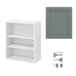 GoodHome Alpinia Matt Green Painted Wood Effect Shaker Wall Kitchen Cabinet (W)600mm (H)720mm -Prime Kitchen goodhome alpinia matt green painted wood effect shaker wall kitchen cabinet w 600mm h 720mm5059340701738 07c bq