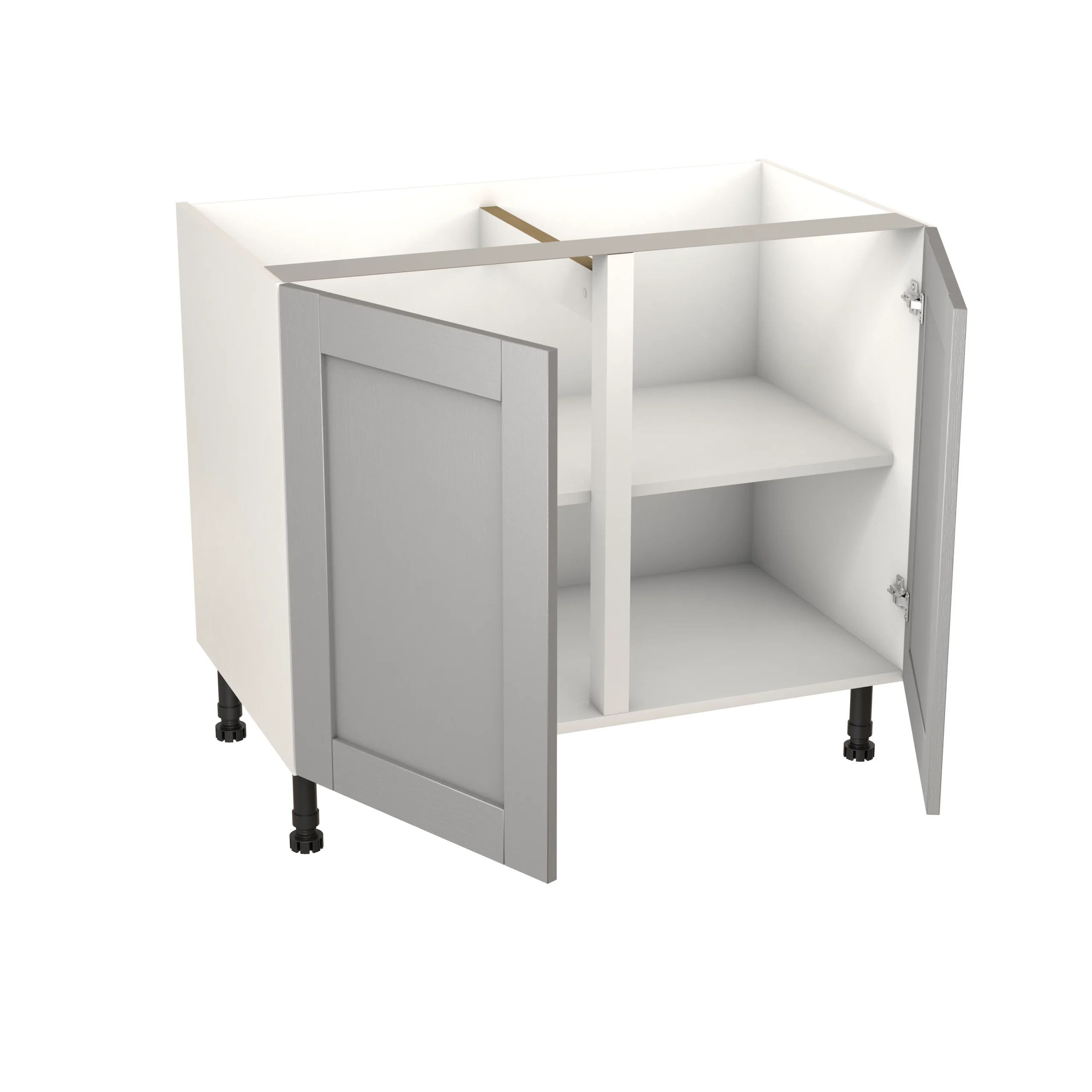 GoodHome Alpinia Matt Grey Painted Wood Effect Shaker Base Kitchen Cabinet (W)1000mm (H)720mm 4 GoodHome Alpinia Matt Grey Painted Wood Effect Shaker Base Kitchen Cabinet (W)1000mm (H)720mm - Image 2