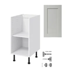 GoodHome Alpinia Matt Grey Painted Wood Effect Shaker Base Kitchen Cabinet (W)400mm (H)720mm -Prime Kitchen goodhome alpinia matt grey painted wood effect shaker base kitchen cabinet w 400mm h 720mm5059340701875 07c bq