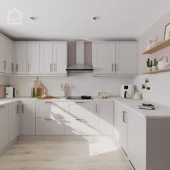 GoodHome Alpinia Matt Grey Painted Wood Effect Shaker Tall Larder Cabinet Door (W)300mm (H)1467mm (T)18mm -Prime Kitchen goodhome alpinia matt grey painted wood effect shaker tall larder cabinet door w 300mm h 1467mm t 18mm5059340129594 KFG