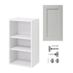 GoodHome Alpinia Matt Grey Painted Wood Effect Shaker Wall Kitchen Cabinet (W)400mm (H)720mm -Prime Kitchen goodhome alpinia matt grey painted wood effect shaker wall kitchen cabinet w 400mm h 720mm5059340701936 07c bq