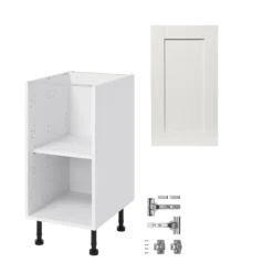 GoodHome Alpinia Matt Ivory Painted Wood Effect Shaker Base Kitchen Cabinet (W)400mm (H)720mm -Prime Kitchen goodhome alpinia matt ivory painted wood effect shaker base kitchen cabinet w 400mm h 720mm5059340701769 07c bq