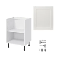 GoodHome Alpinia Matt Ivory Painted Wood Effect Shaker Base Kitchen Cabinet (W)600mm (H)720mm -Prime Kitchen goodhome alpinia matt ivory painted wood effect shaker base kitchen cabinet w 600mm h 720mm5059340701783 07c bq