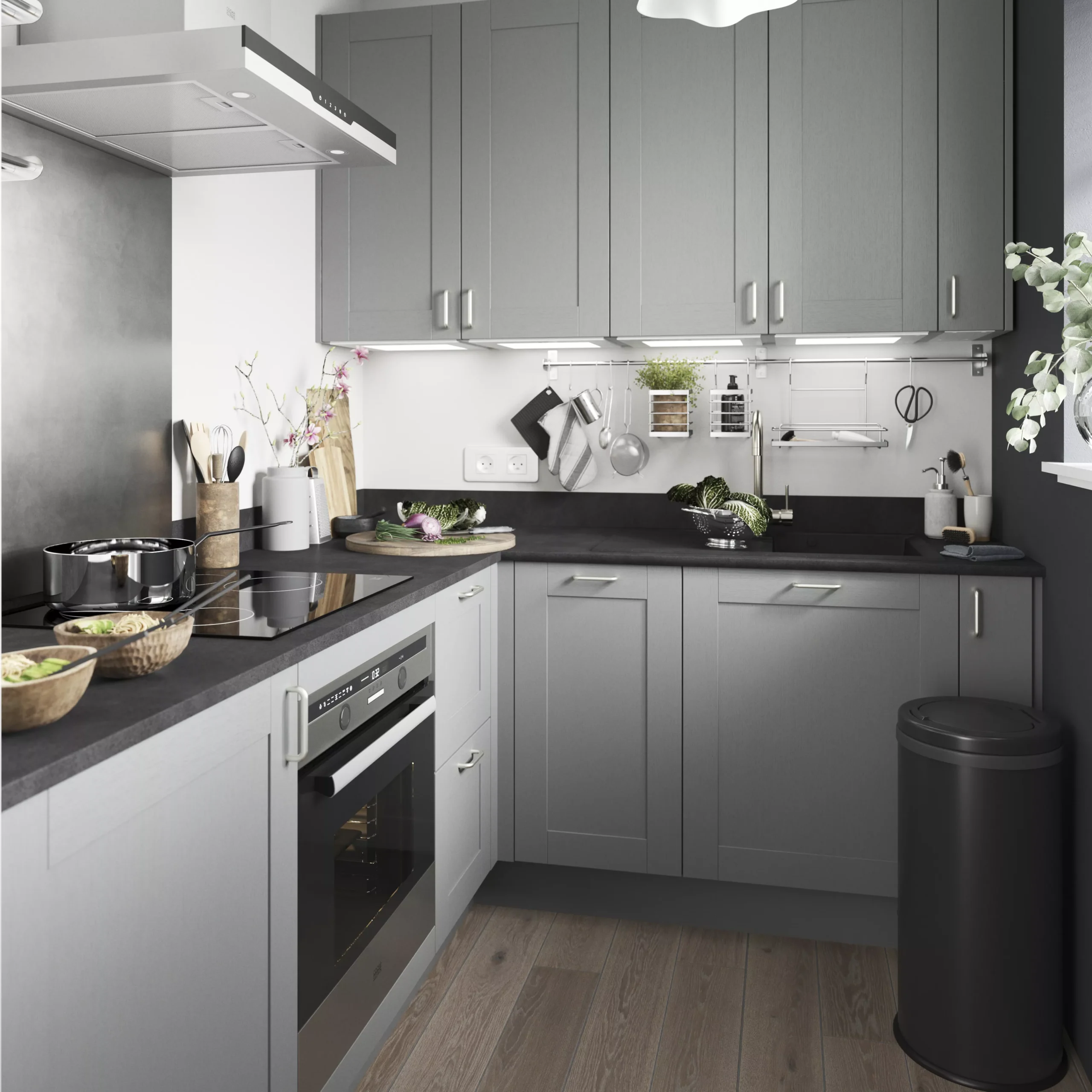 GoodHome Alpinia Matt Slate Grey Painted Wood Effect Shaker Highline Cabinet Door (W)600mm (H)715mm (T)18mm 6 GoodHome Alpinia Matt Slate Grey Painted Wood Effect Shaker Highline Cabinet Door (W)600mm (H)715mm (T)18mm - Image 4