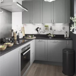 GoodHome Alpinia Matt Slate Grey Painted Wood Effect Shaker Standard Breakfast Bar Back Panel (H)890mm (W)2000mm -Prime Kitchen goodhome alpinia matt slate grey painted wood effect shaker standard breakfast bar back panel h 890mm w 2000mm5059340129624 20i