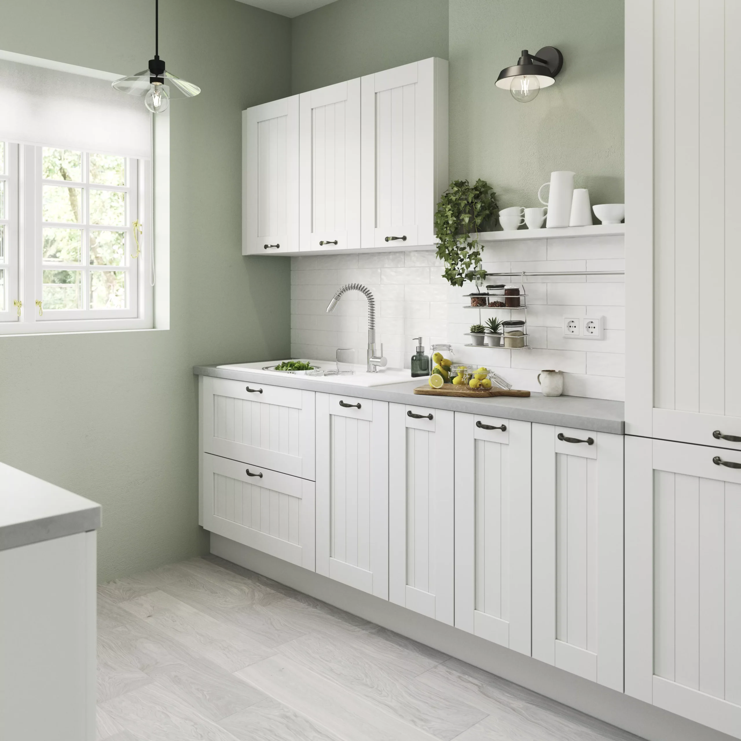 GoodHome Alpinia Matt White Tongue & Groove Shaker Glazed Cabinet Door (W)300mm (H)715mm (T)18mm 6 GoodHome Alpinia Matt White Tongue & Groove Shaker Glazed Cabinet Door (W)300mm (H)715mm (T)18mm - Image 4